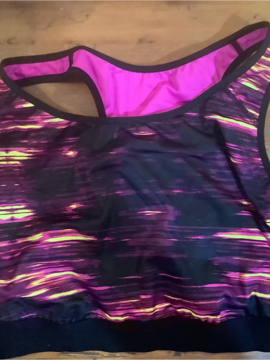 Pink & Black Striped Athletic Sports Bra